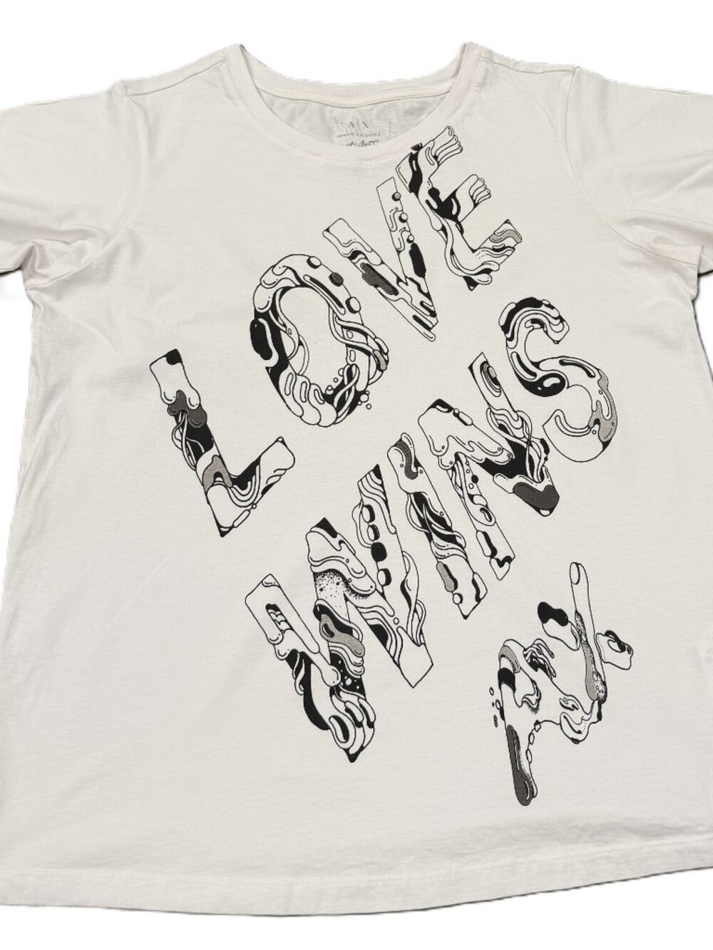 Armani Exchange Women's #st_ART RAMO Love Wins Limited Artist T-Shirt Size Large
